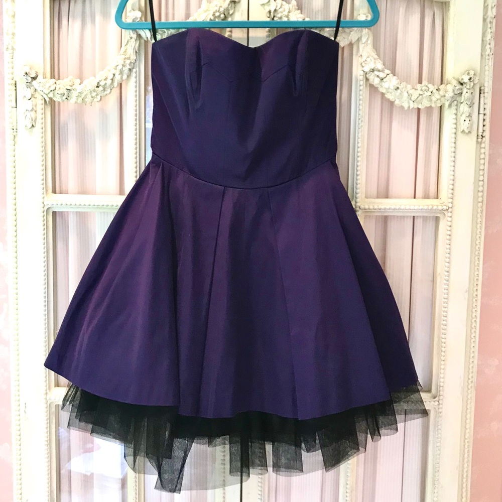 French Connection Purple Tulle Strapless Dress 💜